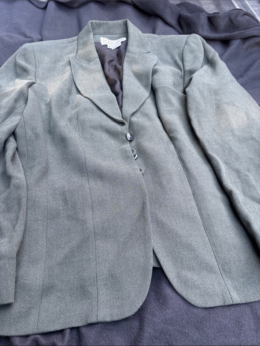 Carlisle Woman’s Olive Gray Textured Sport Coat. Vintage. Size 18. 82% Wool